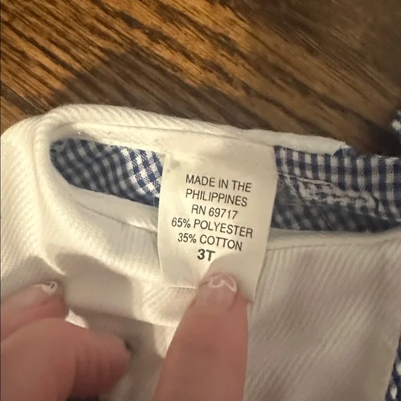 Blue Checkered Baby Romper with Train Smocking - Picture 5 of 6